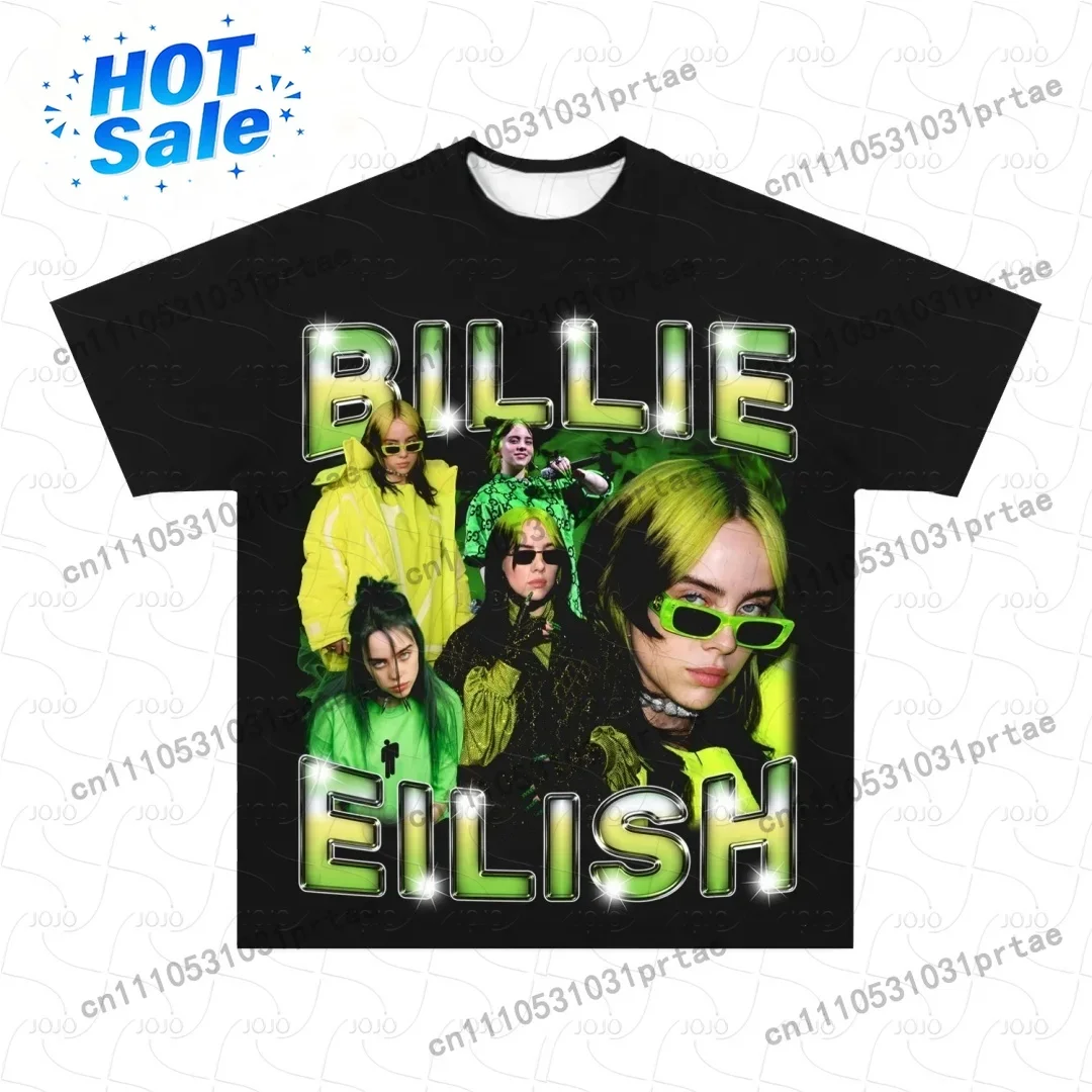 Mens Fashion Summer 2025 - Camiseta com Estampa Retrô Billie Eilish