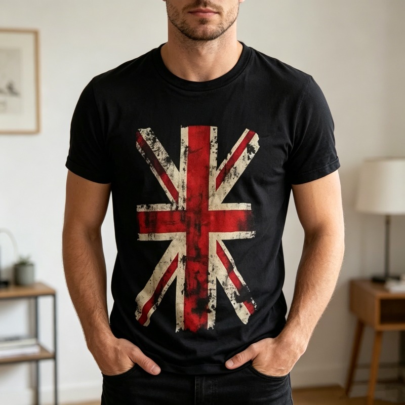 Men'S Fashion Uk - Camiseta Gráfica Union Jack Vintage com