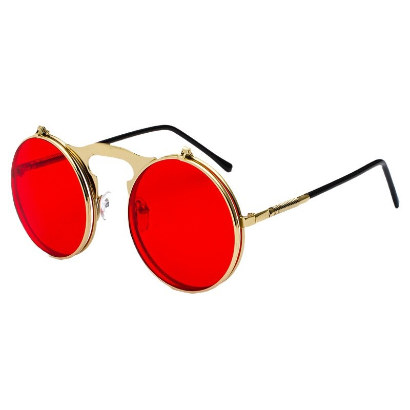 Men Fashion Rave - Óculos de Sol Redondos Retro Steampunk