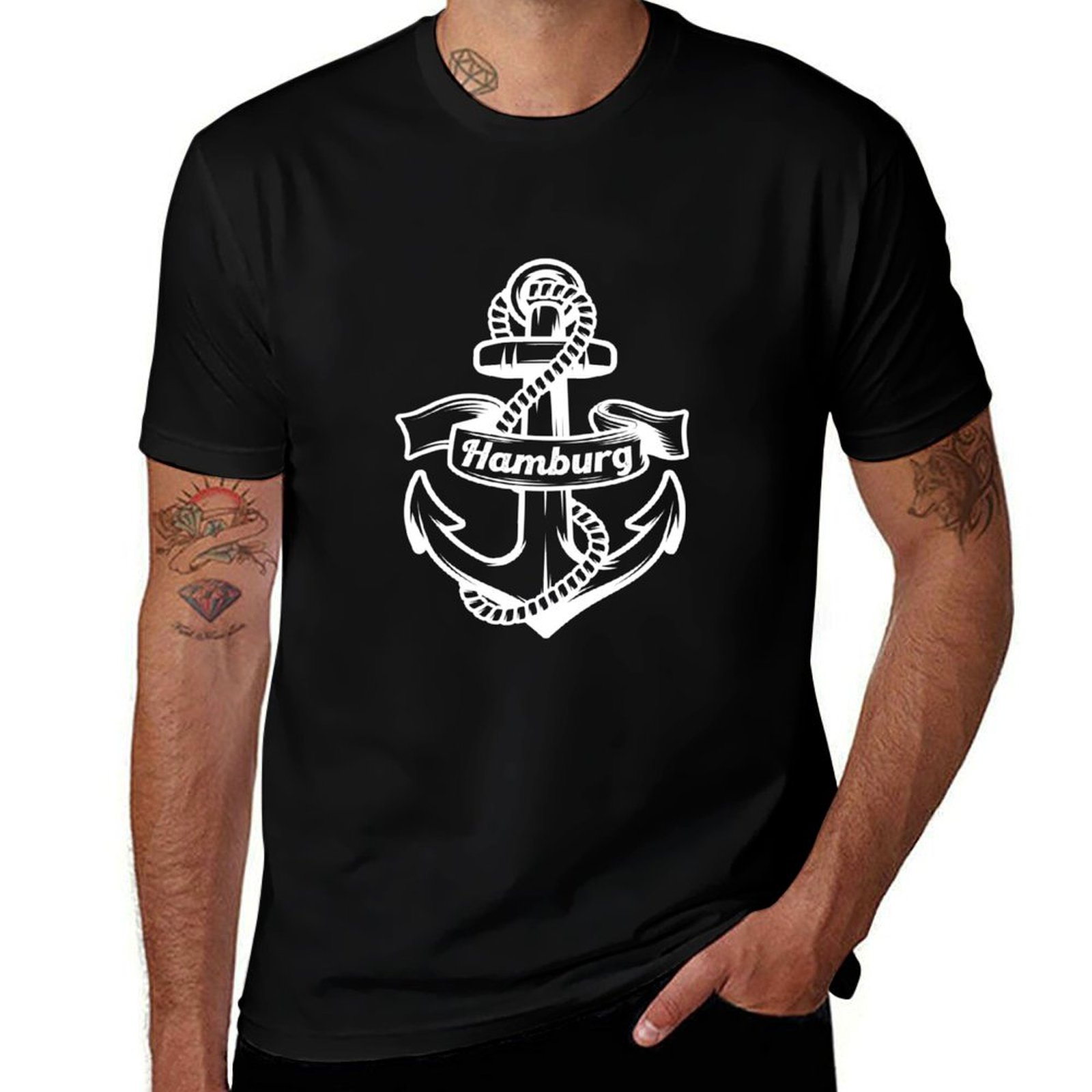 Men'S Fashion Hamburg - Camiseta Casual de Manga Curta com