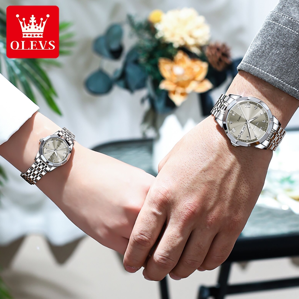 Relógio de Casal OLEVS Luxuoso - Mens Fashion In 1920 avaliação e preço